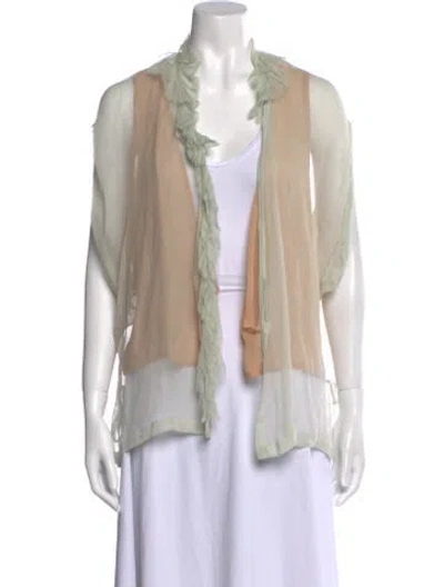 Pre-owned Dries Van Noten Silk Open Front Blouse In Neutral