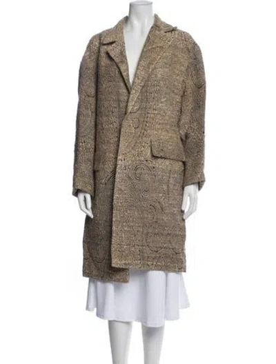Pre-owned Dries Van Noten Silk Paisley Print Coat In Neutral