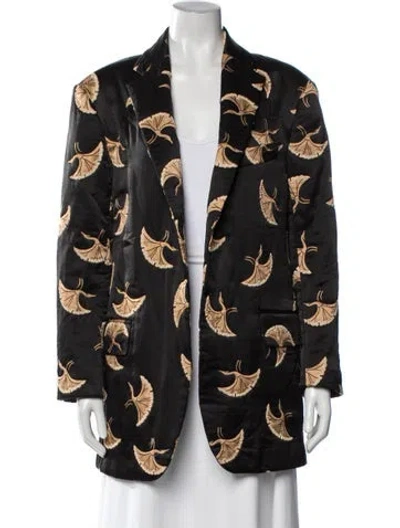 Pre-owned Dries Van Noten Silk Patterned Blazer In Black