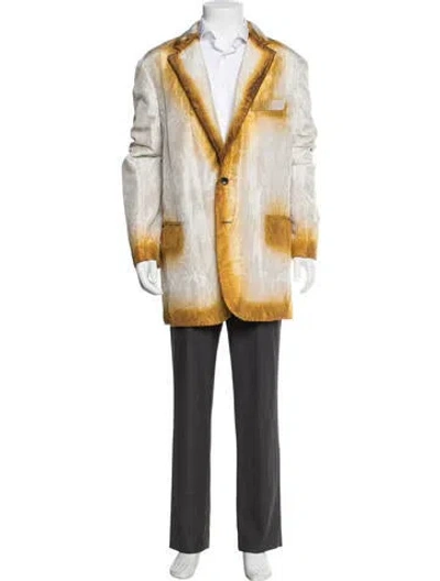 Pre-owned Dries Van Noten Silk Patterned Blazer W/ Tags In Gold