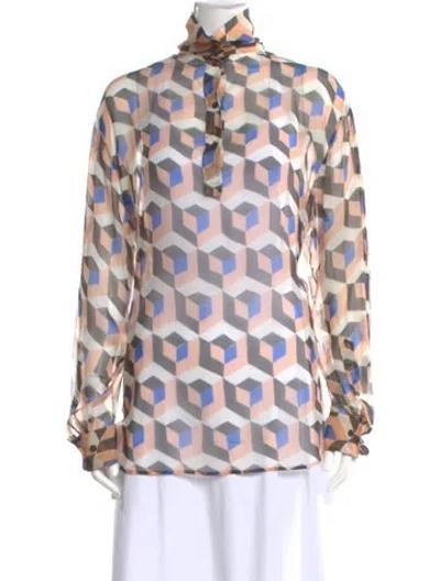 Pre-owned Dries Van Noten Silk Patterned Blouse In Multi