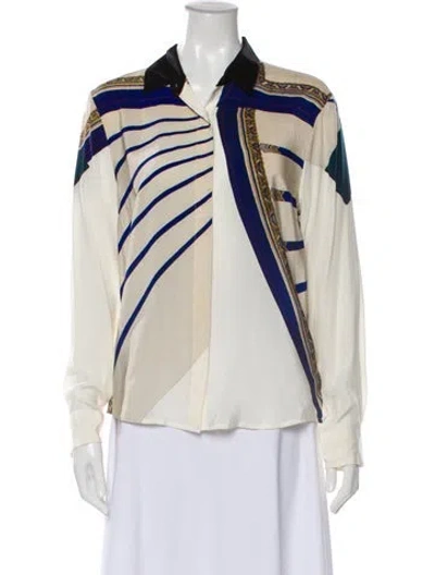 Pre-owned Dries Van Noten Silk Patterned Blouse In Neutral