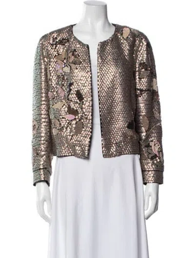 Pre-owned Dries Van Noten Silk Patterned Evening Jacket In Brown
