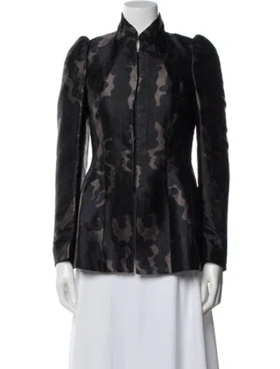 Pre-owned Dries Van Noten Silk Patterned Jacket In Black