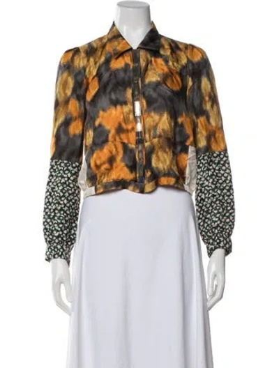 Pre-owned Dries Van Noten Silk Patterned Jacket In Grey