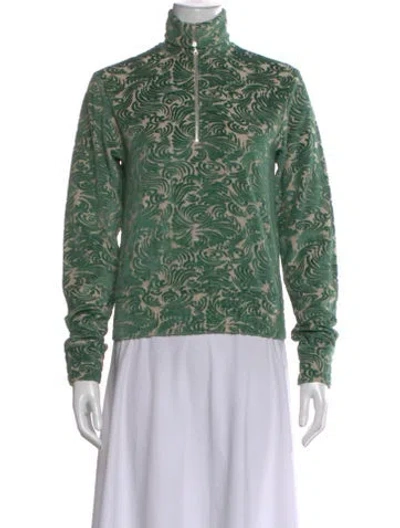 Pre-owned Dries Van Noten Silk Patterned Sweater In Green