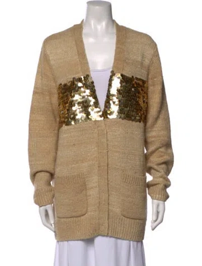 Pre-owned Dries Van Noten Silk Patterned Sweater In Neutrals