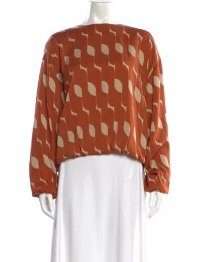 Pre-owned Dries Van Noten Silk Patterned Top In Orange