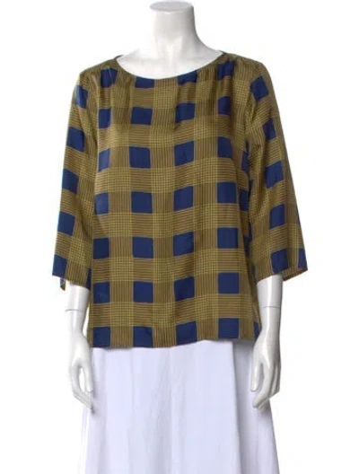 Pre-owned Dries Van Noten Silk Plaid Print Blouse In Multi