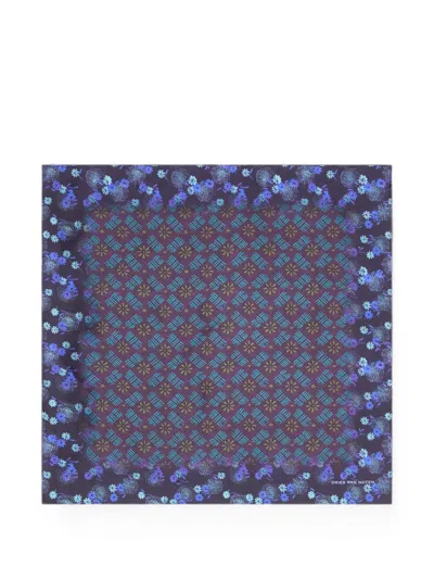 Dries Van Noten Silk Pocket Square Scarves In Blue