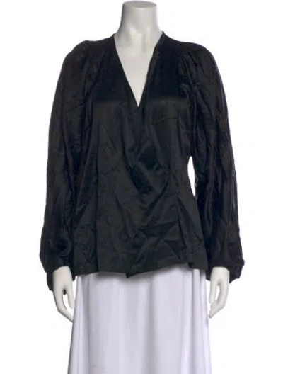 Pre-owned Dries Van Noten Silk Printed Blouse In Black