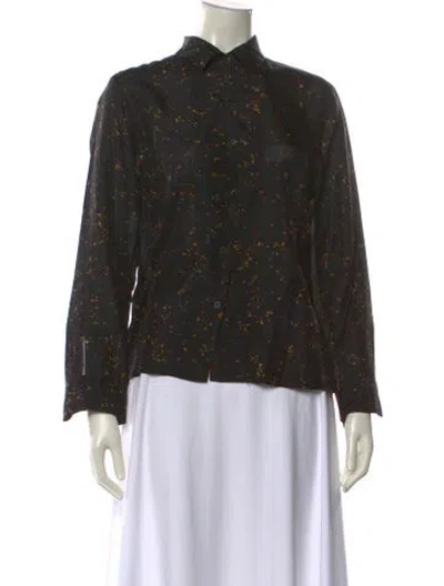 Pre-owned Dries Van Noten Silk Printed Blouse In Black