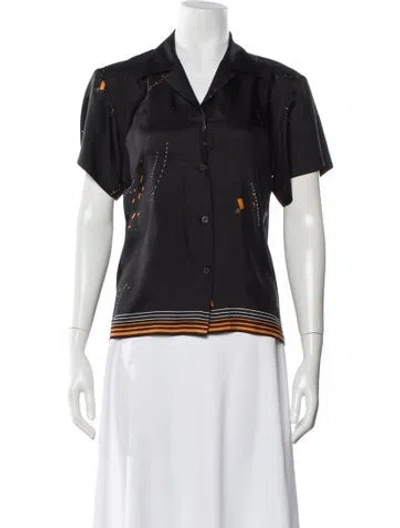 Pre-owned Dries Van Noten Silk Printed Blouse In Black