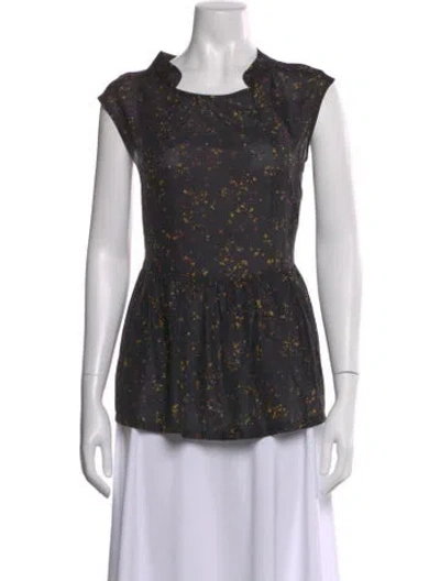 Pre-owned Dries Van Noten Silk Printed Blouse In Black