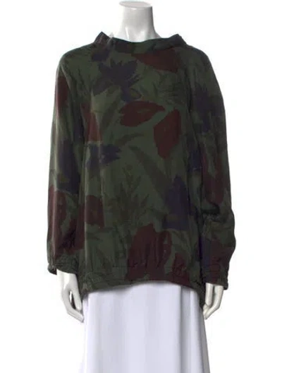 Pre-owned Dries Van Noten Silk Printed Blouse In Green