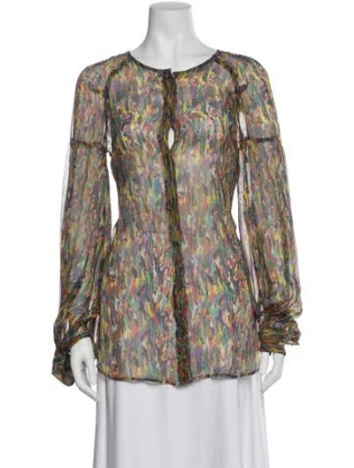 Pre-owned Dries Van Noten Silk Printed Blouse In Multi