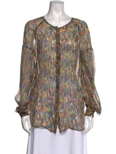 Pre-owned Dries Van Noten Silk Printed Blouse In Multicolor