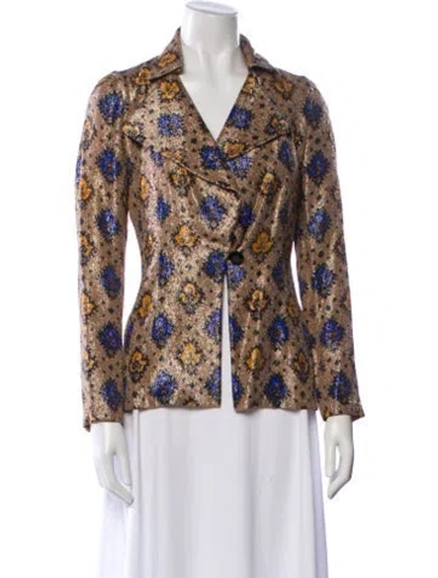 Pre-owned Dries Van Noten Silk Printed Blouse In Silver