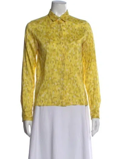 Pre-owned Dries Van Noten Silk Printed Blouse In Yellow