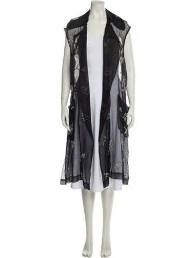 Pre-owned Dries Van Noten Silk Printed Robe In Black