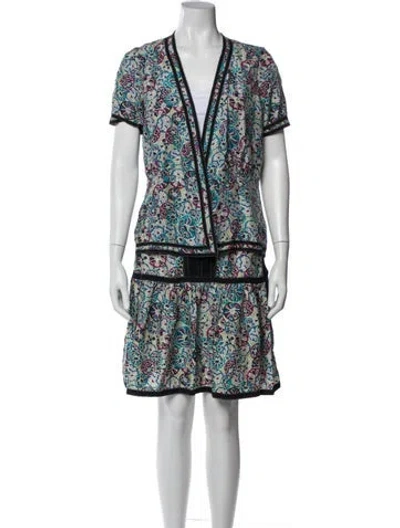 Pre-owned Dries Van Noten Silk Printed Skirt Set In Multi