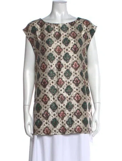 Pre-owned Dries Van Noten Silk Printed Tunic In Neutral