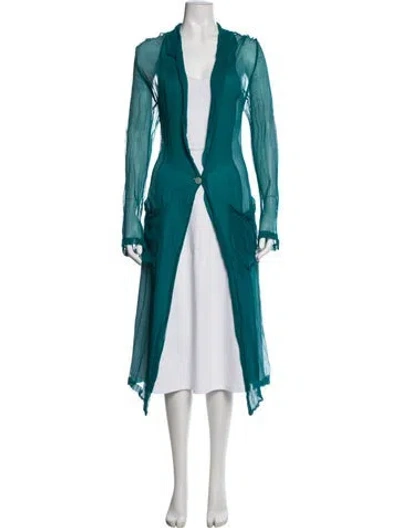 Pre-owned Dries Van Noten Silk Robe In Blue