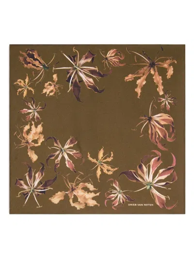 Dries Van Noten Silk Scarf In Brown