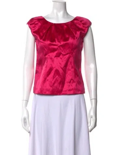 Pre-owned Dries Van Noten Silk Scoop Neck Top In Pink