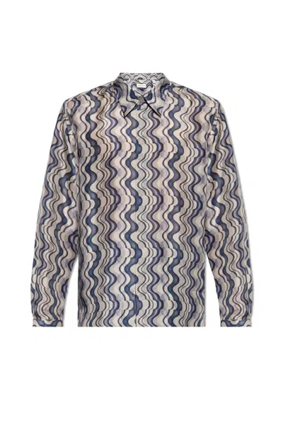 Dries Van Noten Blue Graphic Shirt
