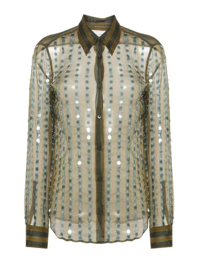 Dries Van Noten Silk Shirt In Green