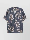 Dries Van Noten Silk Shirt With Floral Pattern And Camp Collar In Grey