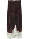 Dries Van Noten Woman Midi Skirt Chocolate Brown Size 12 Silk In ブラウン