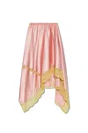 Dries Van Noten Stretch Satin Shake Skirt With Lace Trim In Pink