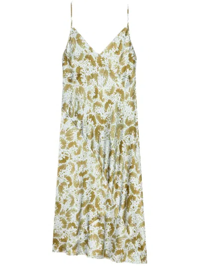 Dries Van Noten Silk Slip Dress In 绿色
