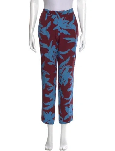 Pre-owned Dries Van Noten Silk Straight Leg Pants In Blue