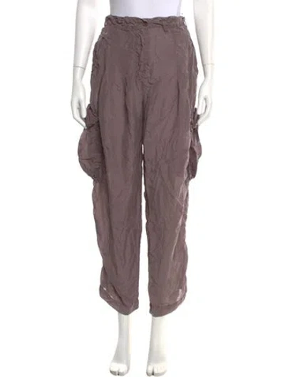 Pre-owned Dries Van Noten Silk Straight Leg Pants In Purple