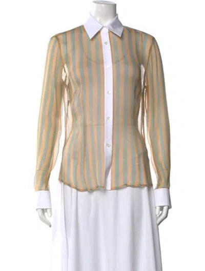 Pre-owned Dries Van Noten Silk Striped Blouse In Neutral
