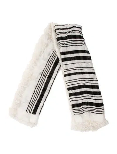 Pre-owned Dries Van Noten Silk Striped Scarf In White