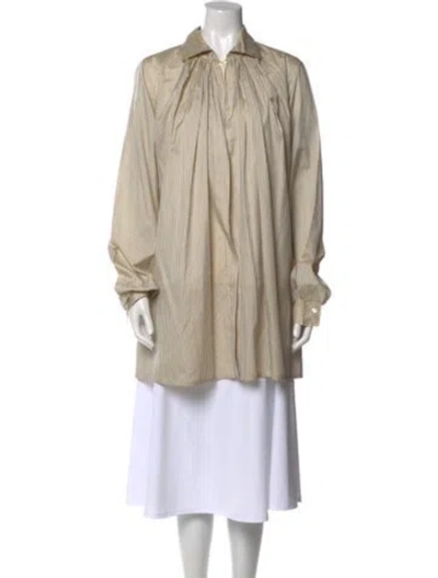 Pre-owned Dries Van Noten Silk Striped Tunic In Neutral