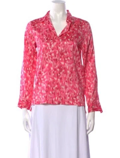 Pre-owned Dries Van Noten Silk Tie-dye Print Blouse In Pink