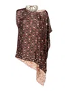 Dries Van Noten Embellished Silk-chiffon And Crepon Top In Brown
