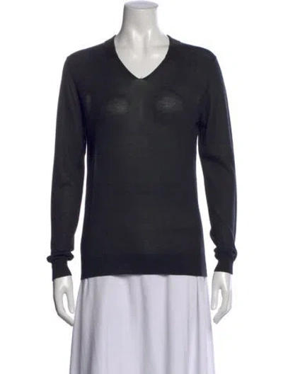 Pre-owned Dries Van Noten Silk V-neck Sweater In Black