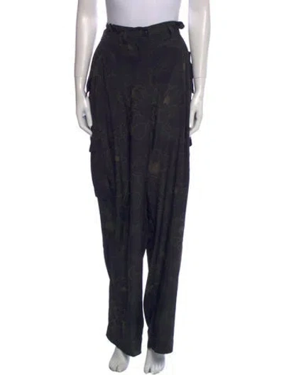 Pre-owned Dries Van Noten Silk Wide Leg Pants In Black