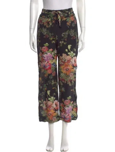Pre-owned Dries Van Noten Silk Wide Leg Pants In Black