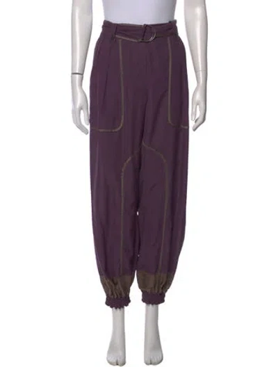 Pre-owned Dries Van Noten Silk Wide Leg Pants In Purple