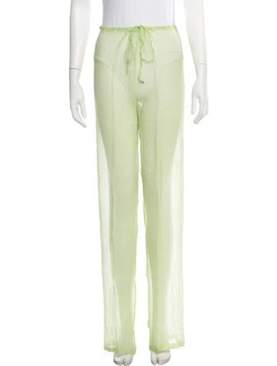 Pre-owned Dries Van Noten Silk Wide Leg Pants W/ Tags In Green
