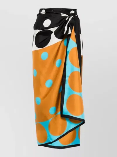 Dries Van Noten Silk Wrap Midi Skirt High Waist In Multi