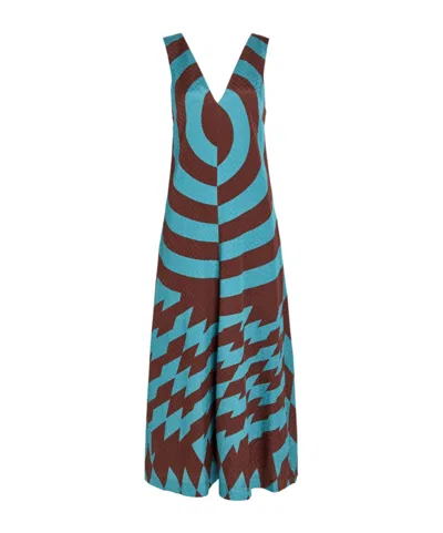 Dries Van Noten Silk-blend Maxi Dress In Blue