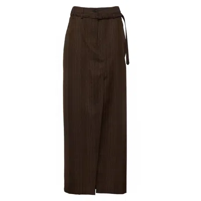 Dries Van Noten Silvannaz W. W. Floor-length Front Slit Wool Maxi Skirt In Black